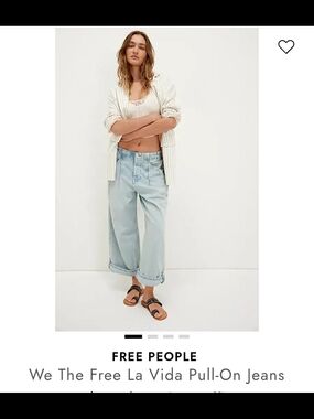 Free People Pale Blue Pull-On Wide Leg Jeans